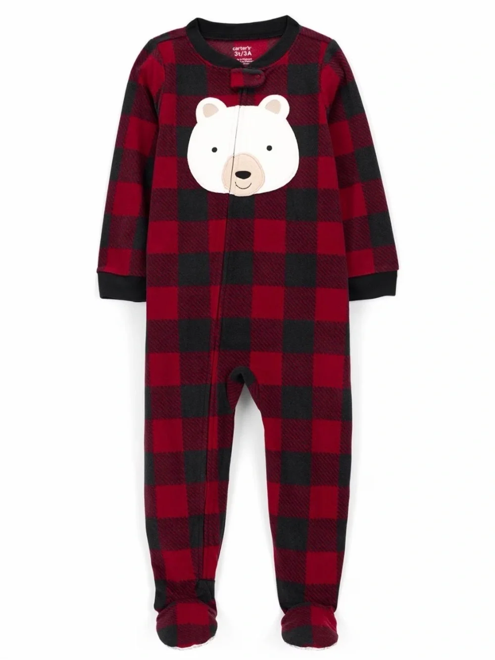 Carter's Red and Black Buffalo Plaid Bear Footed One-Piece